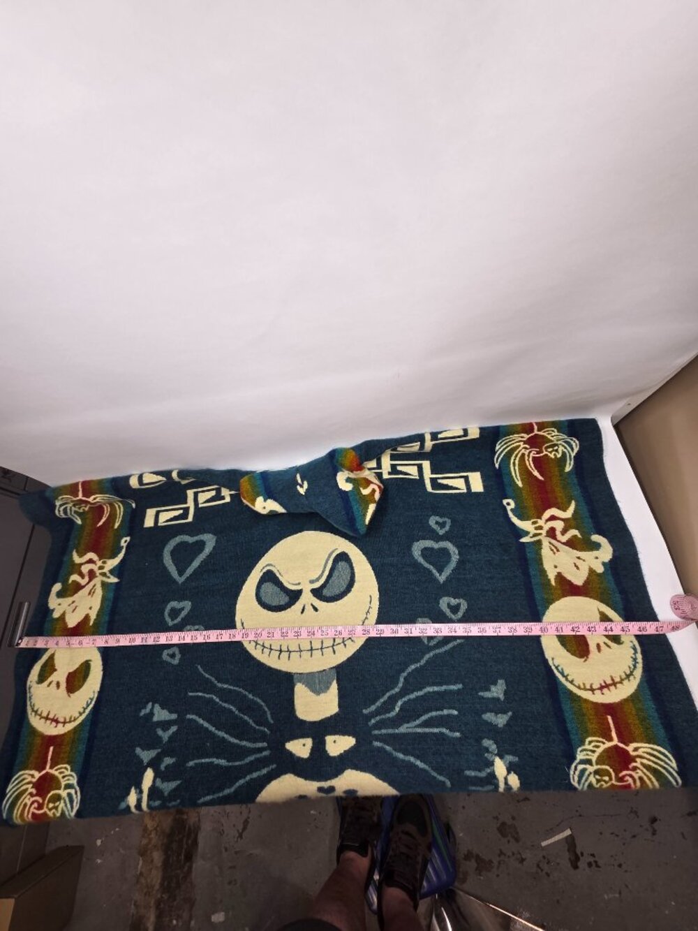 Elitex Hooded Poncho Jack Skellington Southwestern Aztec Hencho Ecuador Unisex - Picture 9 of 14